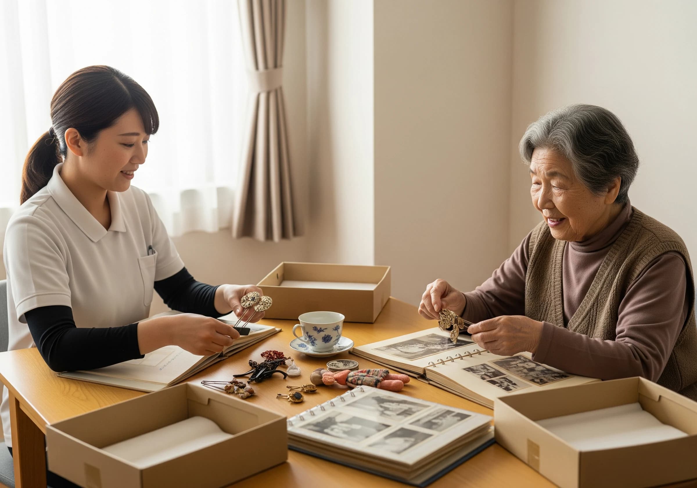 遺品整理スタッフが荷物を運ぶ様子